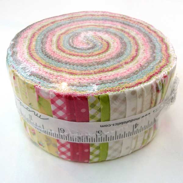 Moda cotton fabrics and precuts including Jelly Rolls, Layer Cakes and Charm Packs